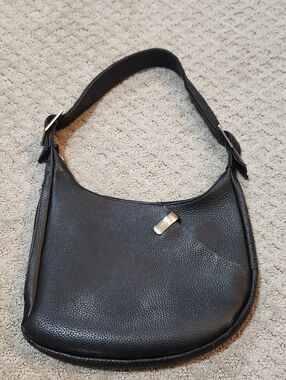 Renato Angi Venezia Black Pebble Leather Shoulder Bag Concealed Carry